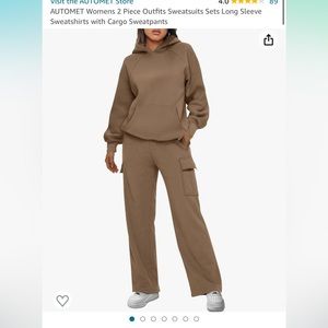 Womens 2 Piece Outfit Sweatsuit Sets Long Sleeve Sweatshirts w Cargo Sweatpants